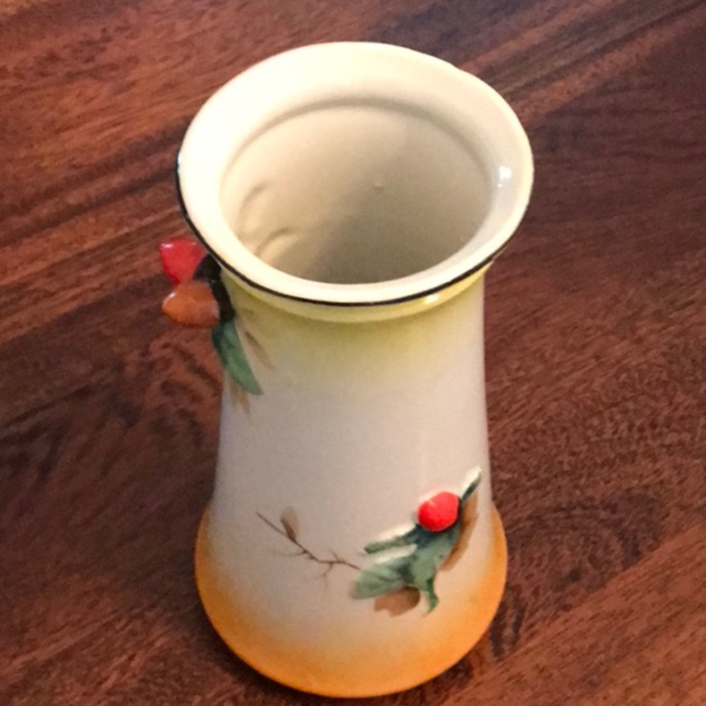Vintage Trico Nagoya Japan Majolica-style Handpainted 3D Leaves & Acorns Vase
